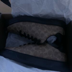 Coach Tan Patterned High-Top Sneakers